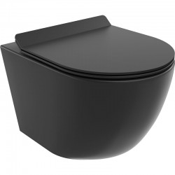 MEXEN/S - Lena Závěsná WC mísa Rimless Tornado včetně sedátka s slow slim, duroplast, černá mat (30220185T)