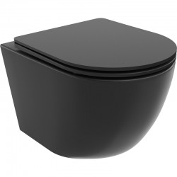 MEXEN/S - Lena Závěsná WC mísa Rimless Tornado včetně sedátka s slow slim, duroplast, černá mat (30221085T)