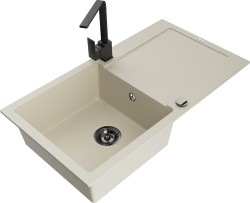 MEXEN/S - Leo granitový dřez 1-miska s odkapávačem včetně baterie Rita, béžový (6501-69-670300-70)