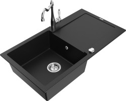 MEXEN/S - Leo granitový dřez 1 s odkapávačem včetně baterie Carla, černá (6501-77-670700-00)