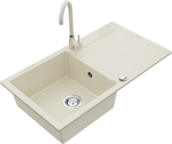 MEXEN/S - Leo granitový dřez 1 s odkapávačem včetně baterie Telma, béžováy (6501-69-670200-69)