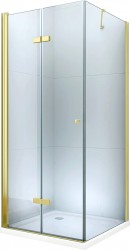 MEXEN/S - Lima sprchový kout zalamovací 100x100, sklo transparent, zlatá + vanička (856-100-100-50-00-4010)
