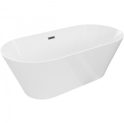 MEXEN/S - Luna Slim volně stojící vana 170 x 75, bílá, sifon a přepad grafit kartáčovaná (52041707500-66)