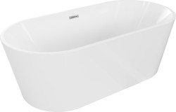 MEXEN/S - Luna vana volně stojící 150 x 75, bílá, sifon a přepad chrom (52031507500-01)