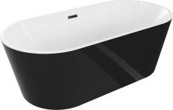 MEXEN/S - Luna vana volně stojící 180 x 80, bílá/černá, sifon a přepad černá (52031808075-70)