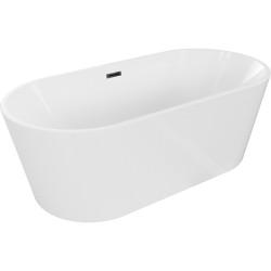 MEXEN/S - Luna volně stojící vana 140 x 75, bílá, sifon a přepad černá (52031407500-70)