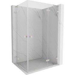 MEXEN/S - Lunar L Duo sprchový kout dveře křídlové pravá 110 x 90, transparent, nikl kartáčovaný (834L-110P-090L-97-00)