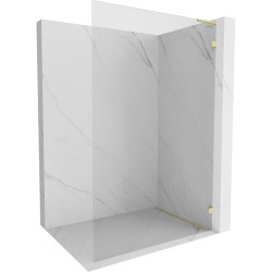MEXEN/S - Lunar L Sprchová zástěna WALK-IN pravá 90 x 200, transparent 8 mm, zlato kartáčovaná (830L-090-000-55-00-P)