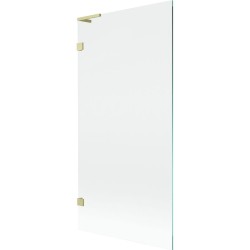 MEXEN/S - Lunar L vanová zástěna FIX 90 x 150, transparent, zlatá kartáčovaná (897L-090-000-55-00)