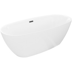 MEXEN/S - Luvo Slim volně stojící vana 170 x 75, bílá, sifon a přepad černá (52801707500-70)