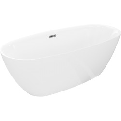 MEXEN/S - Luvo Slim volně stojící vana 170 x 75, bílá, sifon a přepad grafit metal (52801707500-95)