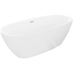 MEXEN/S - Luvo Slim volně stojící vana 170 x 75, bílá, sifon a přepad nikl kartáčovaný (52801707500-97)