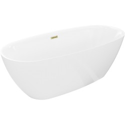 MEXEN/S - Luvo Slim volně stojící vana 170 x 75, bílá, sifon a přepad zlatá (52801707500-50)