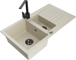 MEXEN/S - Matias granitový dřez 1.5 s odkapávačem včetně baterie Rita, béžový (6502-69-670300-70)