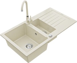 MEXEN/S - Matias granitový dřez 1.5 s odkapávačem včetně baterie Telma, béžováy (6502-69-670200-69)