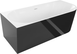 MEXEN/S - Mia volně stojící rohová vana levá 150 x 75, bílá/černá, sifon a přepad bílá (52691507575L-20)