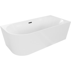 MEXEN/S - Mia volně stojící rohová vana pravá 140 x 75, bílá, sifon a přepad černá (52691407500P-70)