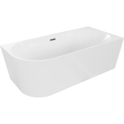 MEXEN/S - Mia volně stojící rohová vana pravá 140 x 75, bílá, sifon a přepad grafit metal (52691407500P-95)