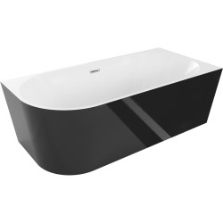 MEXEN/S - Mia volně stojící rohová vana pravá 160 x 80, bílá/černá, sifon a přepad chrom (52691608075P-01)