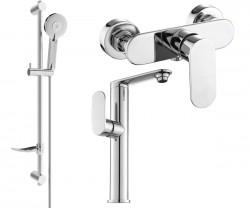 MEXEN/S - Milo DF40 SET umyvadlová baterie + sprchová s příslušenstvím, chrom (713154DF40-00)