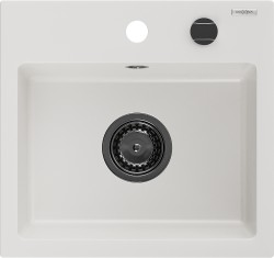 MEXEN/S - Milo granitový dřez 1 435 x 410 mm, bílá, + sifon grafit (6505441000-20-B)