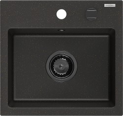 MEXEN/S - Milo granitový dřez 1 435 x 410 mm,  černá/zlatý metalik, + černý sifon (6505441000-75-B)