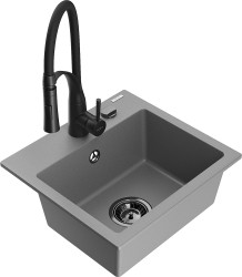 MEXEN/S - Milo granitový dřez 1-miska včetně baterie Aster, šedá (6505-71-73450-70-B)