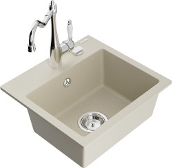 MEXEN/S - Milo granitový dřez 1-miska včetně baterie Carla, béžová (6505-69-670700-00)