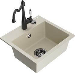 MEXEN/S - Milo granitový dřez 1-miska včetně baterie Carla, béžová (6505-69-670700-70)