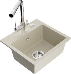 MEXEN/S - Milo granitový dřez včetně baterie Duero, béžová (6505-69-671600-00)