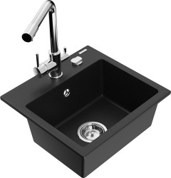 MEXEN/S - Milo granitový dřez včetně baterie Duero, černá (6505-77-671600-00)