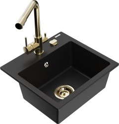 MEXEN/S - Milo granitový dřez včetně baterie Duero, černá (6505-77-671600-50)