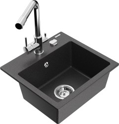 MEXEN/S - Milo granitový dřez včetně baterie Duero, černá kropenatá (6505-76-671600-00)