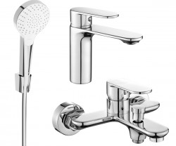 MEXEN/S - Milo R05 SET umyvadlová baterie + vanová s příslušenstvím, chrom (71303R05-00)