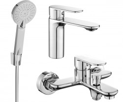 MEXEN/S - Milo R40 SET umyvadlová baterie + vanová s příslušenstvím, chrom (71303R40-00)