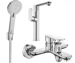 MEXEN/S - Milo R40 SET umyvadlová baterie + vanová s příslušenstvím, chrom (713153R40-00)