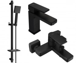 MEXEN/S - Mino DQ45 SET vanová a umyvadlová baterie, černá (72403DQ45-70)