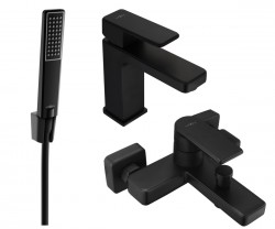 MEXEN/S - Mino R72 SET umyvadlová baterie + vanové s příslušenstvím, černá (72403R72-70)