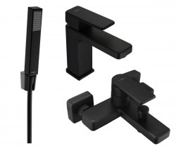 MEXEN/S - Mino R77 SET umyvadlová baterie + vanové s příslušenstvím, černá (72403R77-70)