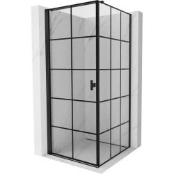MEXEN/S - Mist-B sprchový kout dveře křídlové levá 80 x 80, černá kratka, černá (8A2T-080-080-70-77-L)