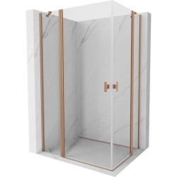 MEXEN/S - Mist Duo sprchový kout dveře křídlové 100 x 90, transparent, měď kartáčovaná (8A4-100-090-65-00)