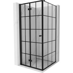 MEXEN/S - Mist-F sprchový kout skládací dveře levá 95 x 95, černá kratka, černá (8A6T-095-095-70-77-L)