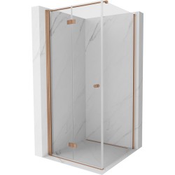 MEXEN/S - Mist-F sprchový kout skládací dveře levá 95 x 95, transparent, měď kartáčovaná (8A6T-095-095-65-00-L)