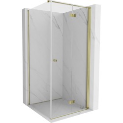 MEXEN/S - Mist-F sprchový kout skládací dveře pravá 100 x 100, transparent, zlato (8A6T-100-100-50-00-P)