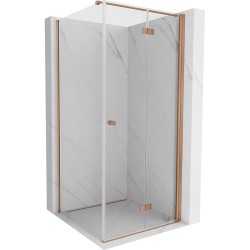 MEXEN/S - Mist-F sprchový kout skládací dveře pravá 75 x 75, transparent, měď kartáčovaná (8A6T-075-075-65-00-P)