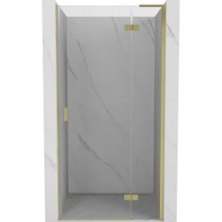 MEXEN/S - Mist-H L sprchové dveře křídlové pravé 70, transparent, zlatá kartáčovaná (8A5L-070-000-55-00-P)