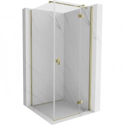 MEXEN/S - Mist H T sprchový kout dveře křídlové pravá 85 x 85, transparent, zlato (8A5T-085-085-50-00-P)