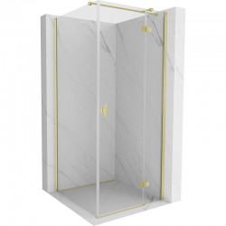 MEXEN/S - Mist H T sprchový kout dveře křídlové pravá 85 x 85, transparent, zlato kartáčovaná (8A5T-085-085-55-00-P)