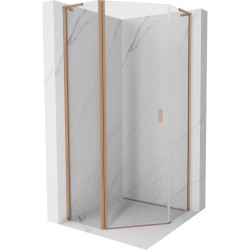 MEXEN/S - Mist L sprchový kout pětiboký křídlový 90 x 90, transparent, měď kartáčovaná (8A8L-090-090-65-00)