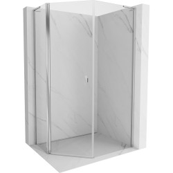 MEXEN/S - Mist Lsprchový kout pětiboký křídlový asymetrický 80 x 90, transparent, chrom (8A8L-080-090-01-00)